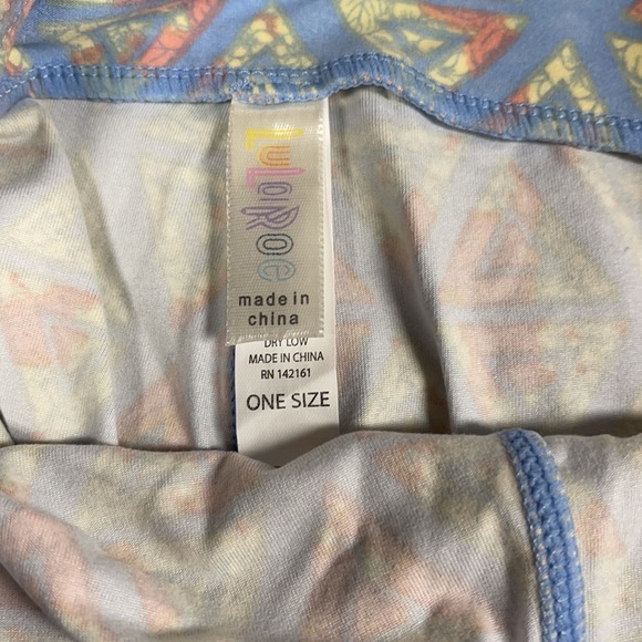 LuLaRoe New OS One Size Blue Geometric Leggings NWT - Picture 5 of 7
